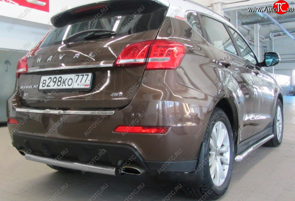 5 249 р. Защита заднего бампера Slitkoff (Ø 57, короткая)  Haval H2 (2014-2021) (Сталь с полимерным покрытием. Цвет: серебристый)  с доставкой в г. Санкт‑Петербург