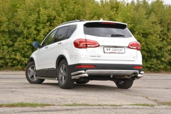 24 949 р. Защита заднего бампера Petroil Tuning (уголки двойные, d63/51) Haval H6 (2013-2020) (Нержавеющая полированная сталь)  с доставкой в г. Санкт‑Петербург. Увеличить фотографию 1