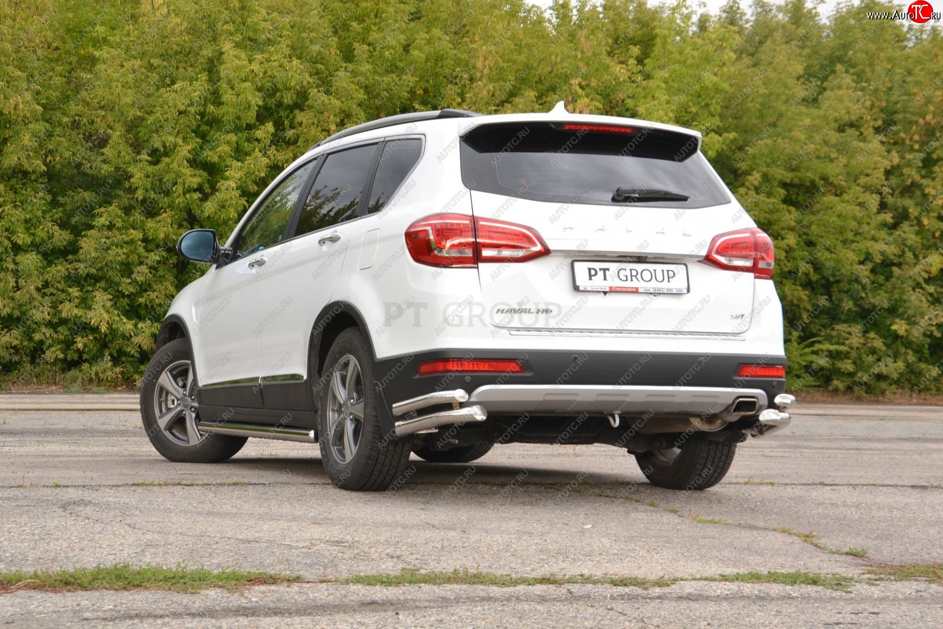 24 949 р. Защита заднего бампера Petroil Tuning (уголки двойные, d63/51) Haval H6 (2013-2020) (Нержавеющая полированная сталь)  с доставкой в г. Санкт‑Петербург