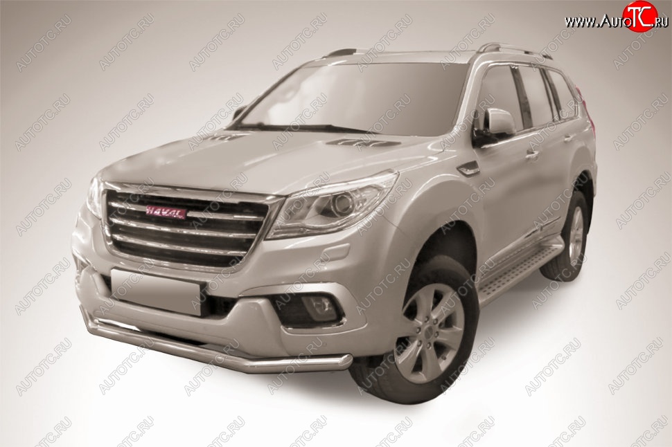 10 299 р. Защита переднего бампера Slitkoff (d57 мм)  Haval H9 (2017-2019) 1-ый рестайлинг (Нержавеющая сталь)  с доставкой в г. Санкт‑Петербург