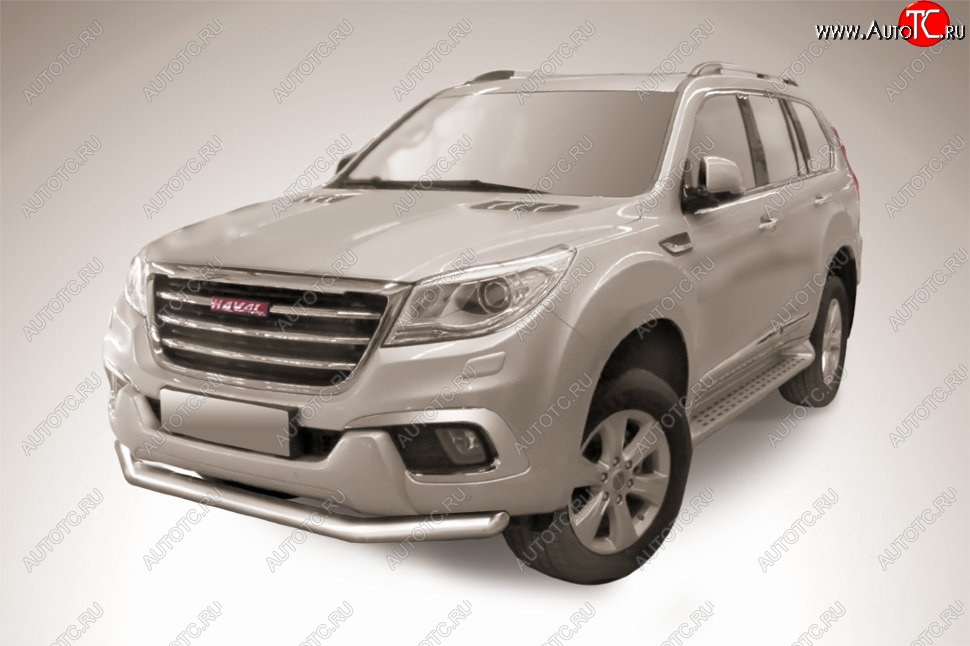 12 549 р. Защита переднего бампера Slitkoff (d76 мм)  Haval H9 (2017-2019) 1-ый рестайлинг (Нержавеющая сталь)  с доставкой в г. Санкт‑Петербург