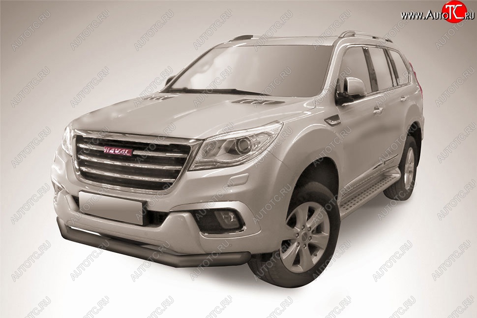 8 799 р. Защита переднего бампера Slitkoff (d76 мм) Haval H9 1-ый рестайлинг (2017-2019) (Сталь с полимерным покрытием. Цвет: чёрный)  с доставкой в г. Санкт‑Петербург