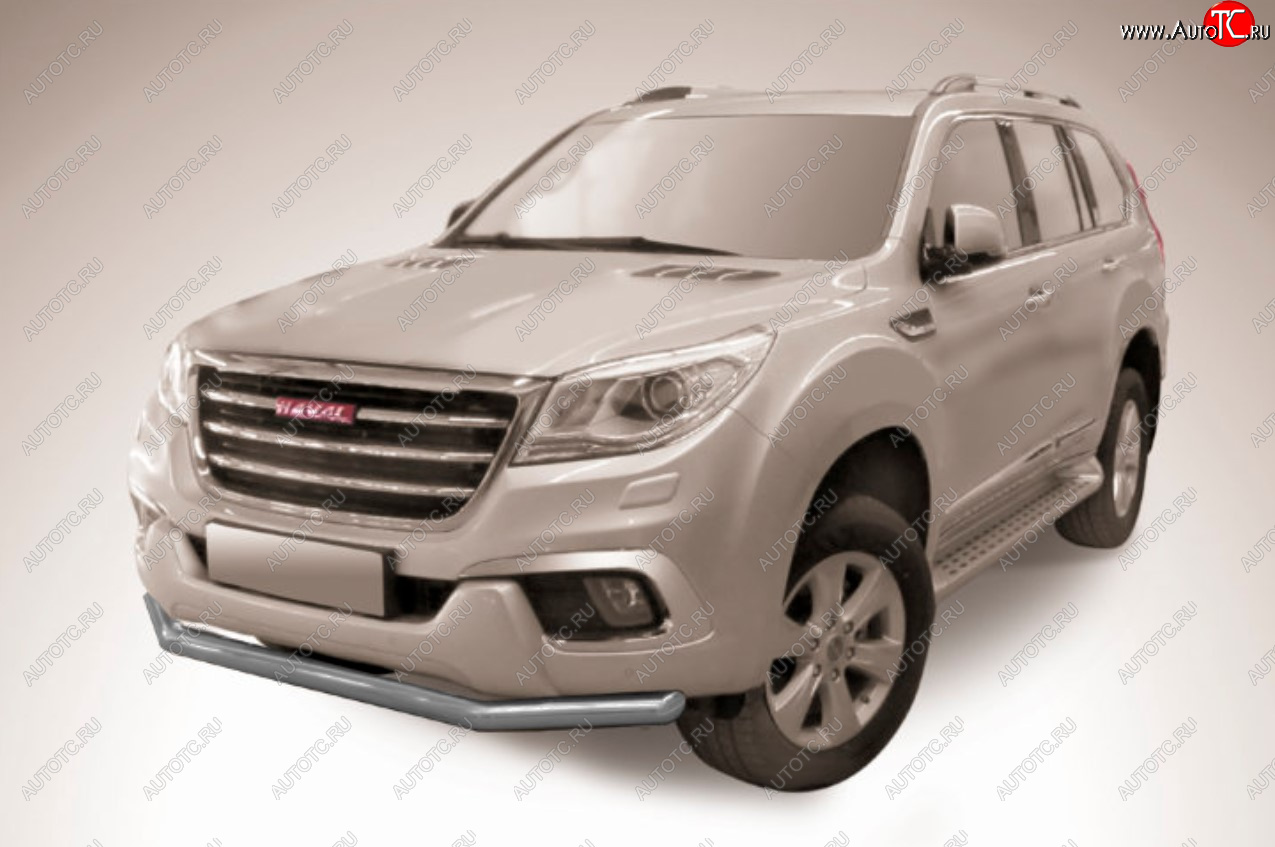 7 199 р. Защита переднего бампера Slitkoff (Ø 57 мм).  Haval H9 (2017-2019) 1-ый рестайлинг (Сталь с полимерным покрытием. Цвет: серебристый)  с доставкой в г. Санкт‑Петербург