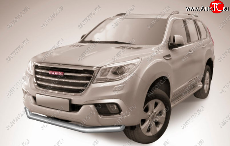 8 799 р. Защита переднего бампера Slitkoff (Ø 76 мм).  Haval H9 (2017-2019) 1-ый рестайлинг (Сталь с полимерным покрытием. Цвет: серебристый)  с доставкой в г. Санкт‑Петербург