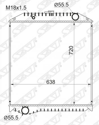 13 999 р. Радиатор двигателя SAT (пластинчатый, МКПП)  Hino 500 - Ranger  5  с доставкой в г. Санкт‑Петербург. Увеличить фотографию 1