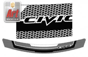 1 899 р. Дефлектор капота CA-Plastiс  Honda Civic  8 (2005-2011) (Серия Art серебро)  с доставкой в г. Санкт‑Петербург. Увеличить фотографию 1