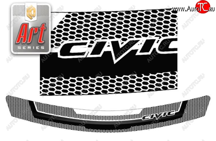 1 899 р. Дефлектор капота CA-Plastiс  Honda Civic  8 (2005-2011) (Серия Art серебро)  с доставкой в г. Санкт‑Петербург