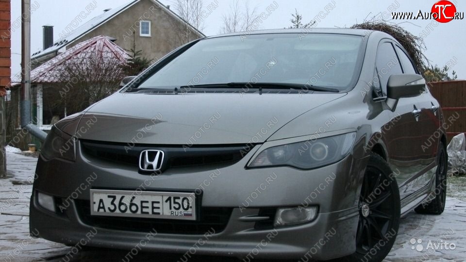 629 р. Реснички на фары Style  Honda Civic  8 (2005-2011) FD дорестайлинг, седан, FD рестайлинг седан (Неокрашенные)  с доставкой в г. Санкт‑Петербург