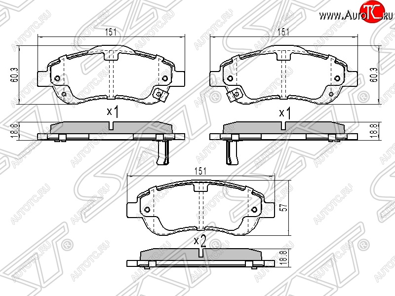 1 349 р. Колодки тормозные передние SAT  Honda CR-V  RE1,RE2,RE3,RE4,RE5,RE7 (2009-2012) рестайлинг  с доставкой в г. Санкт‑Петербург