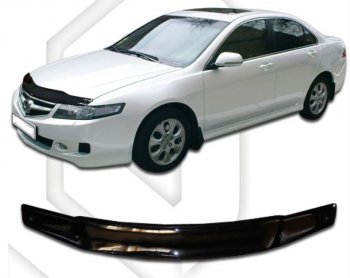 1 799 р. Дефлектор капота (L7, L8, L9) CA-Plastiс  Honda Accord  7 седан CL (2005-2008) (Classic черный, Без надписи)  с доставкой в г. Санкт‑Петербург. Увеличить фотографию 1