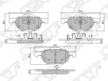 1 369 р. Колодки тормозные передние SAT Honda Accord CL седан дорестайлинг (2002-2005)  с доставкой в г. Санкт‑Петербург. Увеличить фотографию 1