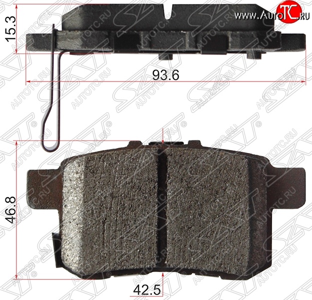 719 р. Колодки тормозные SAT (задние)  Honda Accord  CU (2008-2013) седан дорестайлинг, седан рестайлинг  с доставкой в г. Санкт‑Петербург