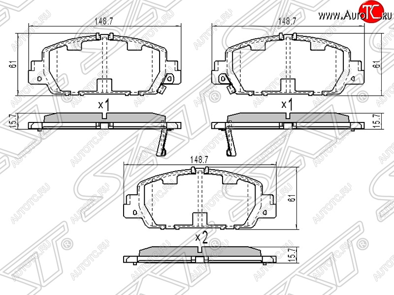 1 569 р. Колодки тормозные SAT (передние)  Honda Accord ( CU,  CW) (2008-2013) седан дорестайлинг, универсал дорестайлинг, седан рестайлинг, универсал рестайлинг  с доставкой в г. Санкт‑Петербург