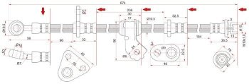 Тормозной шланг передний SAT (правый)  Civic  EG, Integra  DB6,DB7,DB8,DB9