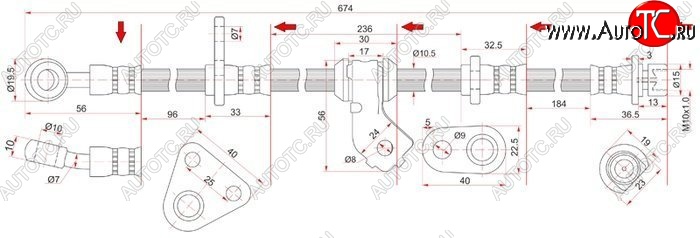 1 589 р. Тормозной шланг передний SAT (правый)  Honda Civic  EG - Integra  DB6,DB7,DB8,DB9  с доставкой в г. Санкт‑Петербург