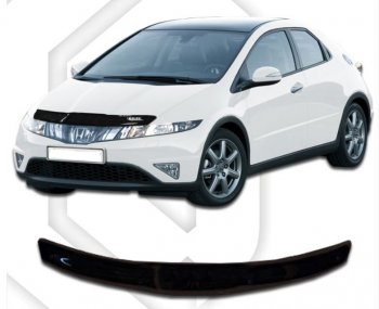 1 669 р. Дефлектор капота CA-Plastic  Honda Civic  8 (2005-2011) (Classic черный, Без надписи)  с доставкой в г. Санкт‑Петербург. Увеличить фотографию 1