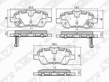 1 019 р. Колодки тормозные задние SAT  Honda Civic ( FK,FN,  9,  FB) - StepWagon ( RF3,RF4,  RG)  с доставкой в г. Санкт‑Петербург. Увеличить фотографию 1