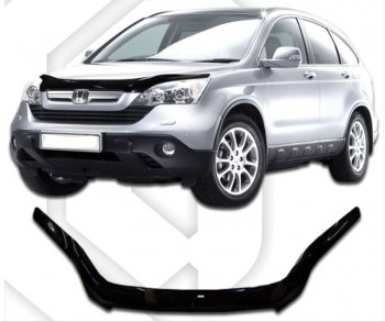 2 699 р. Дефлектор капота CA-Plastic  Honda CR-V  RE1,RE2,RE3,RE4,RE5,RE7 (2007-2010) дорестайлинг (Classic черный, Без надписи)  с доставкой в г. Санкт‑Петербург. Увеличить фотографию 1