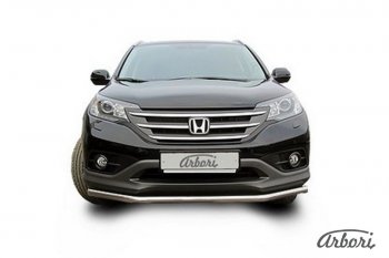 11 699 р. Защита переднего бампера Arbori (нержавейка, 1 труба d57 mm). Honda CR-V RM1,RM3,RM4 дорестайлинг (2012-2015)  с доставкой в г. Санкт‑Петербург. Увеличить фотографию 2