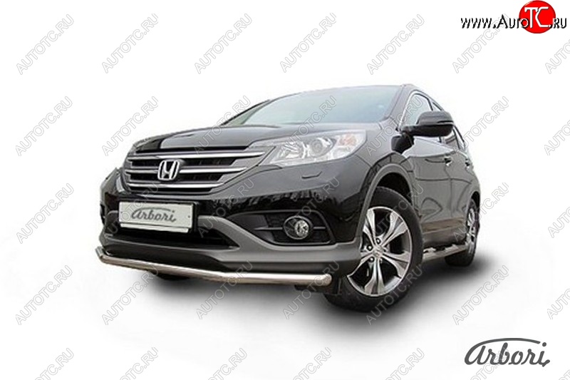 11 699 р. Защита переднего бампера Arbori (нержавейка, 1 труба d57 mm). Honda CR-V RM1,RM3,RM4 дорестайлинг (2012-2015)  с доставкой в г. Санкт‑Петербург