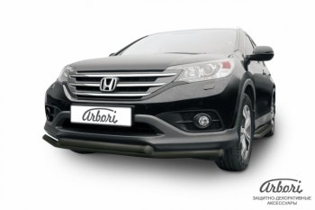 9 989 р. Защита переднего бампера Arbori (черная, 2 трубы d57 и 57 mm) Honda CR-V RM1,RM3,RM4 дорестайлинг (2012-2015)  с доставкой в г. Санкт‑Петербург. Увеличить фотографию 1