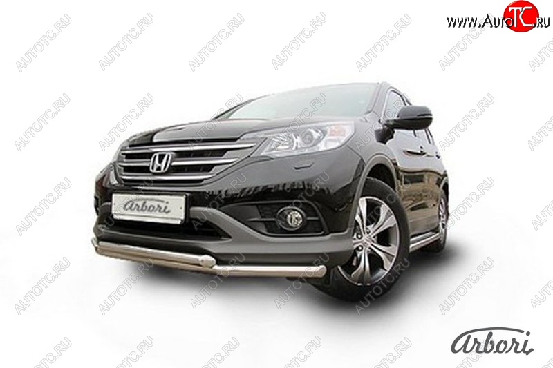 14 579 р. Защита переднего бампера Arbori (нержавейка, 2 трубы d57 и 57 mm) Honda CR-V RM1,RM3,RM4 дорестайлинг (2012-2015)  с доставкой в г. Санкт‑Петербург