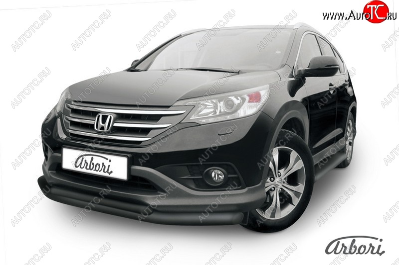 8 459 р. Защита переднего бампера Arbori (черная, 2 трубы d76 и 57 mm) Honda CR-V RM1,RM3,RM4 дорестайлинг (2012-2015)  с доставкой в г. Санкт‑Петербург