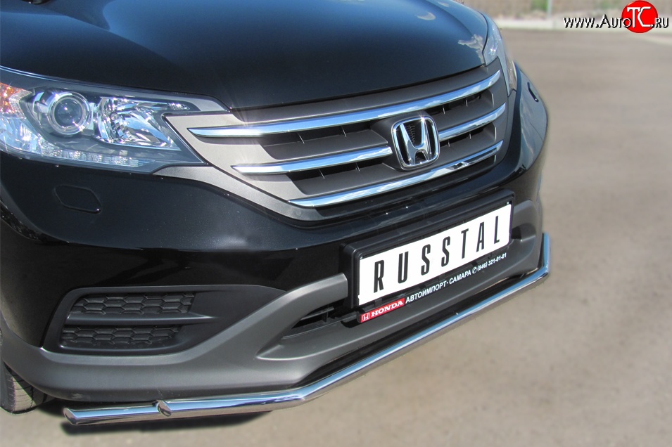 13 999 р. Защита переднего бампера (2 трубыØ42 мм, нержавейка) Russtal Honda CR-V RM1,RM3,RM4 дорестайлинг (2012-2015)  с доставкой в г. Санкт‑Петербург