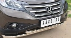 16 949 р. Защита переднего бампера (2 трубыØ63 мм, нержавейка) SLITKOFF  Honda CR-V  RM1,RM3,RM4 (2012-2015) дорестайлинг  с доставкой в г. Санкт‑Петербург. Увеличить фотографию 2