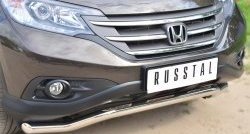 13 549 р. Защита переднего бампера (Ø63 мм волна, нержавейка, 2.4) Russtal Honda CR-V RM1,RM3,RM4 дорестайлинг (2012-2015)  с доставкой в г. Санкт‑Петербург. Увеличить фотографию 2