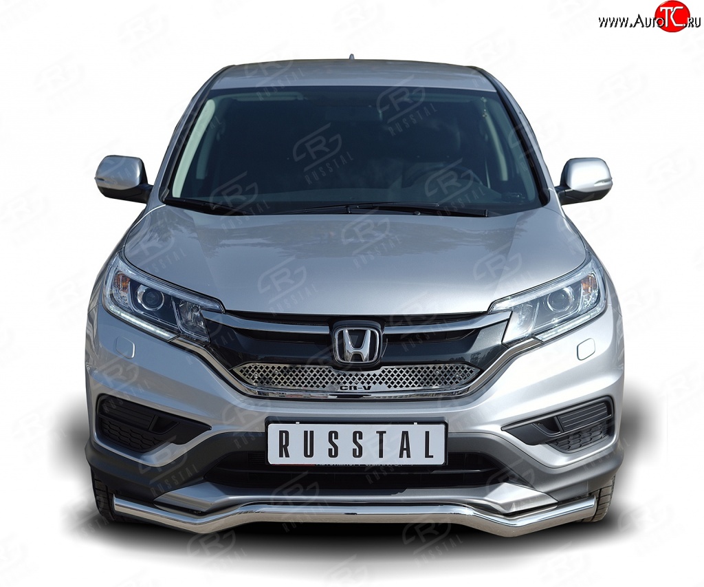 13 549 р. Защита переднего бампера (Ø63 мм волна, нержавейка, 2.0) Russtal Honda CR-V RM1,RM3,RM4 дорестайлинг (2012-2015)  с доставкой в г. Санкт‑Петербург