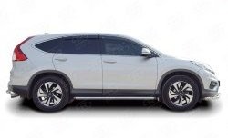 14 849 р. Защита порогов из круглой трубы диаметром 63 мм (рестайлинг) Russtal Honda CR-V RM1,RM3,RM4 дорестайлинг (2012-2015) (Защита порогов с со скосами на торцах (вариант 1))  с доставкой в г. Санкт‑Петербург. Увеличить фотографию 2