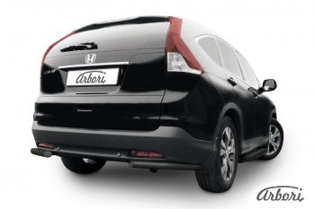 5 399 р. Защита заднего бампера Arbori (уголки, черная, 1 труба d57 mm). Honda CR-V RM1,RM3,RM4 дорестайлинг (2012-2015)  с доставкой в г. Санкт‑Петербург. Увеличить фотографию 1