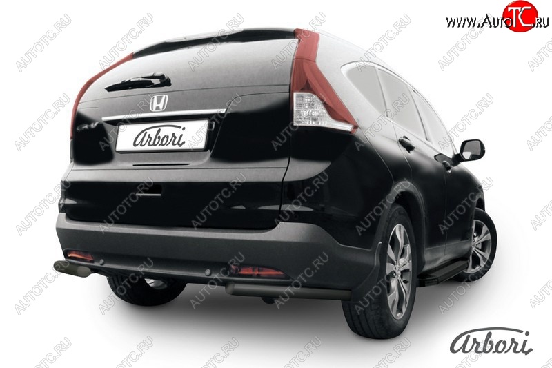 5 399 р. Защита заднего бампера Arbori (уголки, черная, 1 труба d57 mm). Honda CR-V RM1,RM3,RM4 дорестайлинг (2012-2015)  с доставкой в г. Санкт‑Петербург