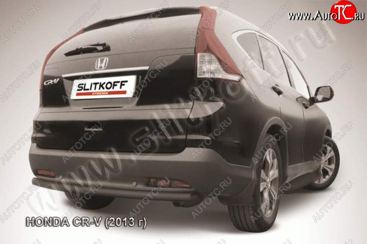 5 499 р. Защита заднего бампера из трубы d57 Slitkoff (дуга)  Honda CR-V  RM1,RM3,RM4 (2012-2015) дорестайлинг (Цвет: серебристый)  с доставкой в г. Санкт‑Петербург