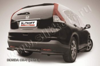 5 499 р. Защита заднего бампера из уголков d57 Slitkoff Honda CR-V RM1,RM3,RM4 дорестайлинг (2012-2015) (Цвет: серебристый)  с доставкой в г. Санкт‑Петербург. Увеличить фотографию 1