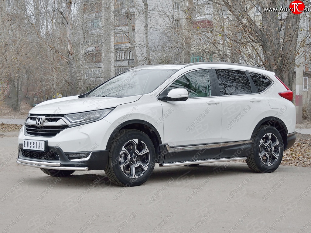 17 449 р. Защита переднего бампера (2 трубыØ42 мм, нержавейка) SLITKOFF  Honda CR-V  RW,RT (2016-2020) дорестайлинг  с доставкой в г. Санкт‑Петербург