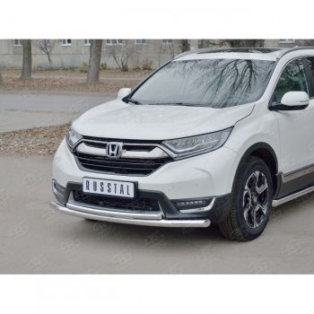 14 999 р. Защита переднего бампера (2 трубыØ63 и 42 мм, нержавейка) Russtal  Honda CR-V  RW,RT (2016-2020) дорестайлинг  с доставкой в г. Санкт‑Петербург. Увеличить фотографию 1