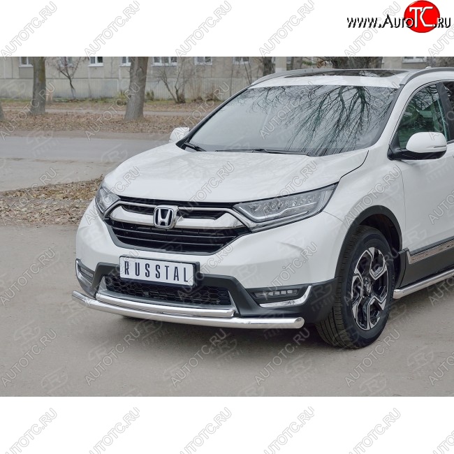 14 999 р. Защита переднего бампера (2 трубыØ63 и 42 мм, нержавейка) Russtal Honda CR-V RW,RT дорестайлинг (2016-2020)  с доставкой в г. Санкт‑Петербург