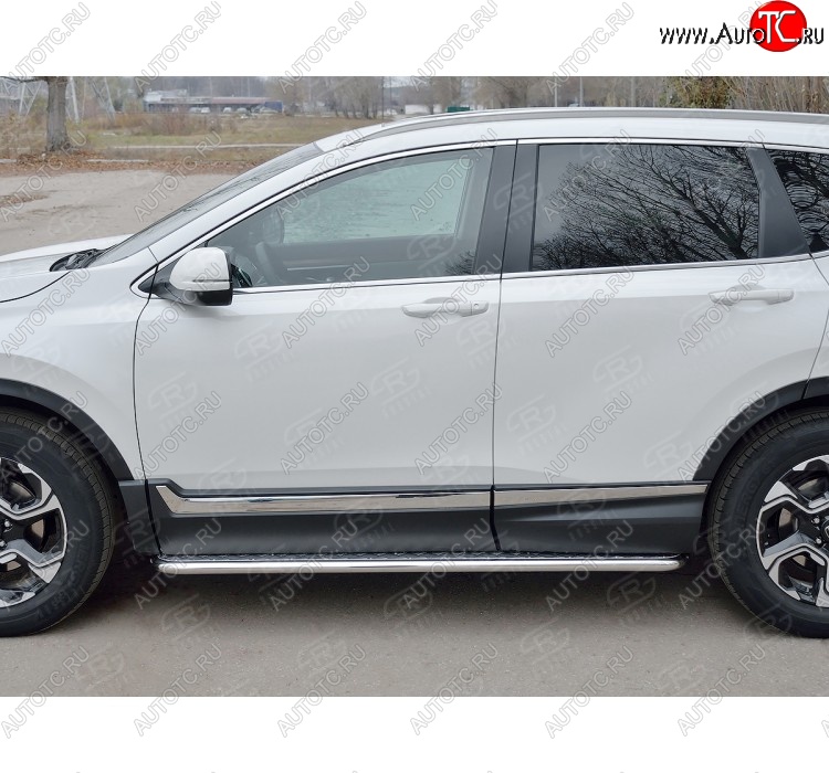 20 749 р. Широкая защита порогов с листом Russtal Honda CR-V RW,RT дорестайлинг (2016-2020)  с доставкой в г. Санкт‑Петербург