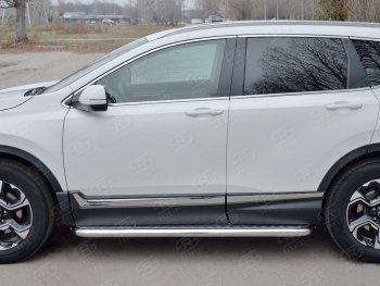 33 999 р. Широкая защита порогов из трубы диаметром 63 мм SLITKOFF v2 Honda CR-V RW,RT дорестайлинг (2016-2020)  с доставкой в г. Санкт‑Петербург. Увеличить фотографию 3