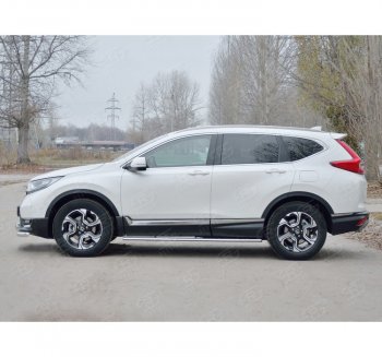 21 749 р. Защита порогов Russtal из овальной трубы d75х42 с проступью Russtal Honda CR-V RW,RT дорестайлинг (2016-2020)  с доставкой в г. Санкт‑Петербург. Увеличить фотографию 2