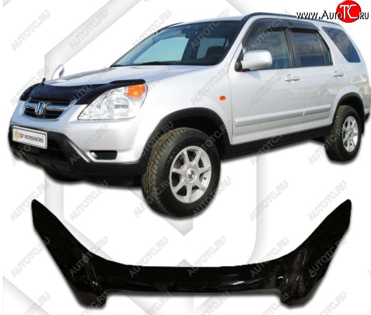 2 479 р. Дефлектор капота CA-Plastiс exclusive  Honda CR-V  RD4,RD5,RD6,RD7,RD9  (2001-2006) дорестайлинг, рестайлинг (Classic черный, Без надписи)  с доставкой в г. Санкт‑Петербург