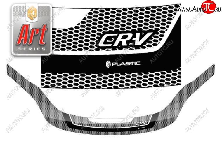 2 299 р. Дефлектор капота CA-Plastiс exclusive  Honda CR-V  RE1,RE2,RE3,RE4,RE5,RE7 (2009-2012) (Серия Art белая)  с доставкой в г. Санкт‑Петербург