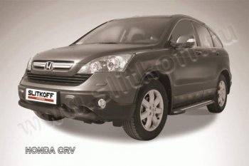 8 199 р. Защита переднего бампера из трубы d76 Slitkoff (дуга) Honda CR-V RE1,RE2,RE3,RE4,RE5,RE7 рестайлинг (2009-2012) (Цвет: серебристый)  с доставкой в г. Санкт‑Петербург. Увеличить фотографию 1