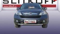 10 099 р. Одинарная защита переднего бампера из трубы диаметром 57 мм Slitkoff  Honda CR-V  RE1,RE2,RE3,RE4,RE5,RE7 (2009-2012) (Нержавейка, Полированная)  с доставкой в г. Санкт‑Петербург. Увеличить фотографию 1