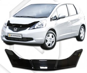 2 059 р. Дефлектор капота CA-Plastic Honda Fit GE дорестайлинг (2007-2010) (Classic черный, Без надписи)  с доставкой в г. Санкт‑Петербург. Увеличить фотографию 1