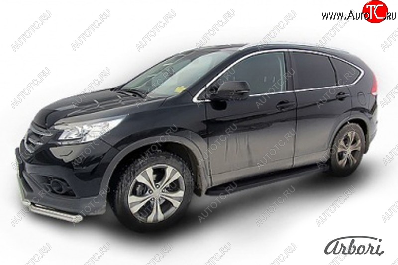 11 609 р. Порожки для ног Arbori Optima Black Honda CR-V RM1,RM3,RM4 рестайлинг (2014-2018)  с доставкой в г. Санкт‑Петербург