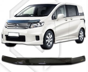 1 759 р. Дефлектор капота CA-Plastiс  Honda Freed Spike  1 (2010-2011)  дорестайлинг минивэн (Classic черный, Без надписи)  с доставкой в г. Санкт‑Петербург. Увеличить фотографию 1