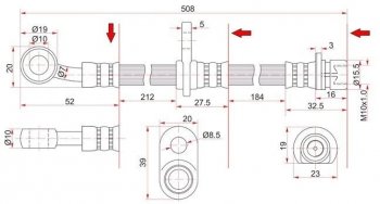 979 р. Тормозной шланг SAT (левый/правый)  Honda HR-V ( GH1,GH2,  GH3, GH4,  GH1, GH2) (1998-2005) дорестайлинг 3 дв., дорестайлинг 5 дв., рестайлинг 3 дв., рестайлинг 5 дв.  с доставкой в г. Санкт‑Петербург. Увеличить фотографию 1